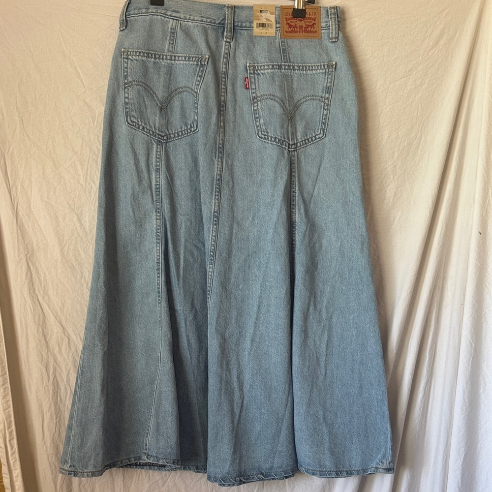 Levi's Light Blue Flared Denim Maxi Skirt - Picture 2 of 4